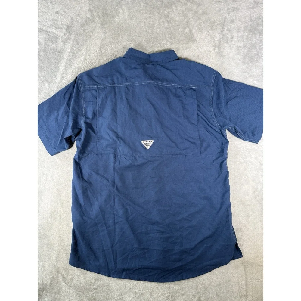 Columbia PFG Shirt Men's XL Blue Low Drag Offshore Short Sleeve Vented Button Up